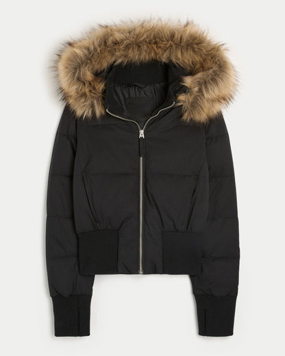 Dulcira | Women's Quilted Winter Jacket with Removable Hood and Elastic Cuffs