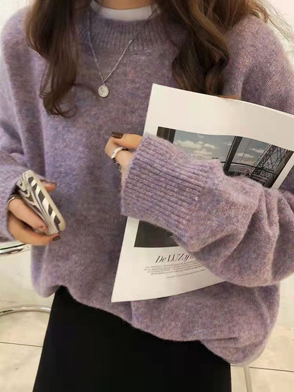 Dulcira | Pullover Mohair Mix Plus Size Fit Long Sleeves Round Neck