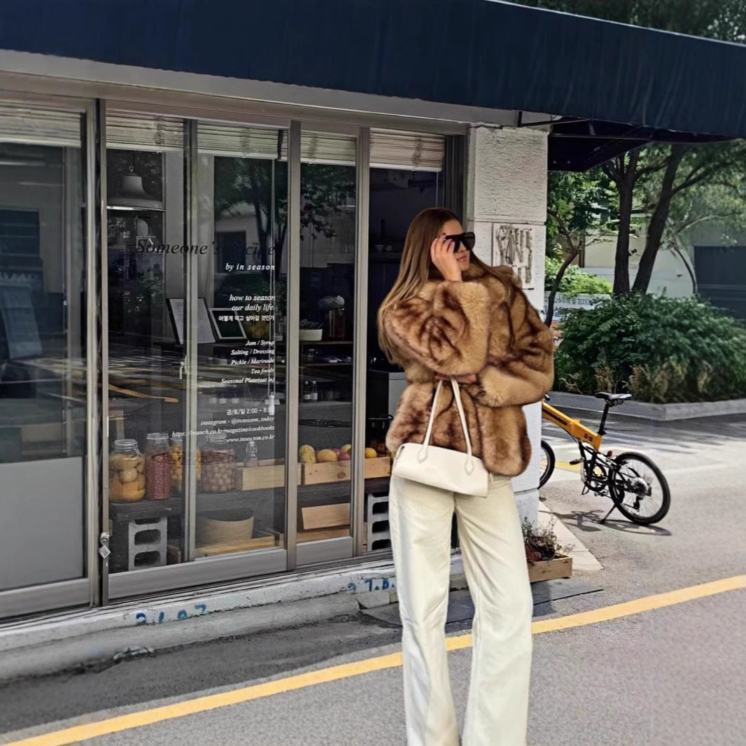 Dulcira | Women's Opulent Faux Fur Jacket with Belt