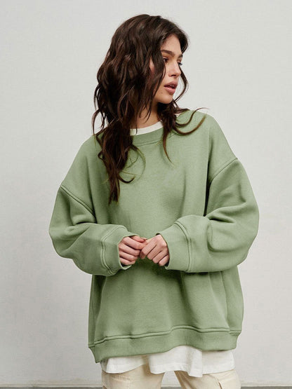 Women's Oversized Sweatshirt with Dropped Shoulder and Soft Fleece Fabric Dulcira