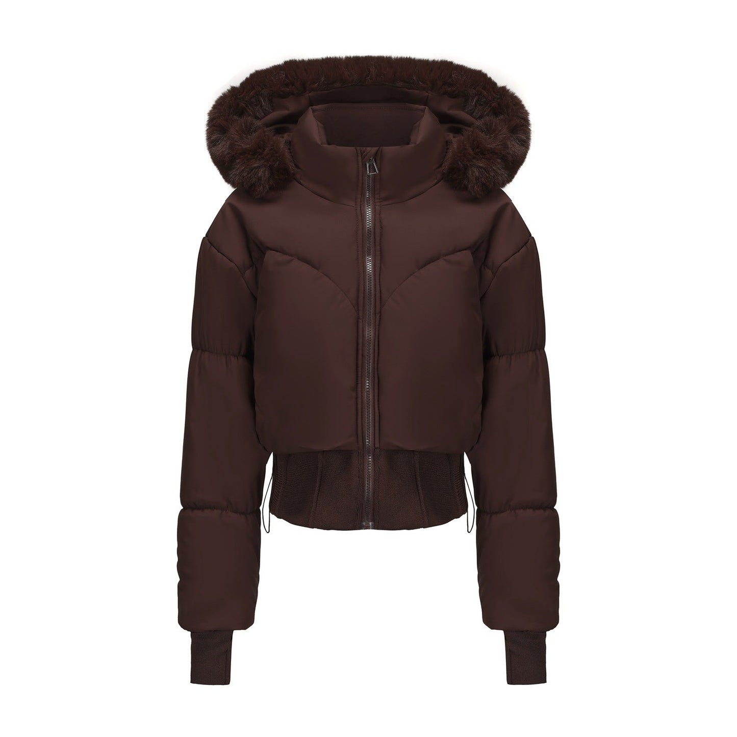 Dulcira | Women's cropped down jacket with detachable hood and faux fur trim