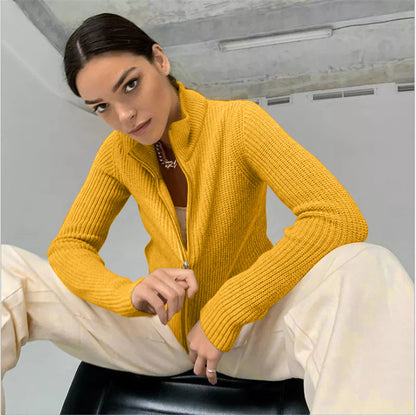 Dulcira | Women's Cardigan with High Collar and Innovative Zipper