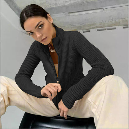 Dulcira | Women's Cardigan with High Collar and Innovative Zipper
