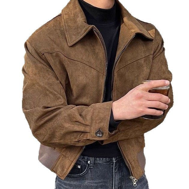 Men's Casual Transition Jacket Made Of Soft Artificial Leather with Zipper Dulcira