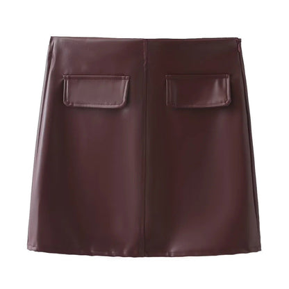 Dulcira | Ladies elegant artificial leather jacket with functional buttons and tailored silhouette