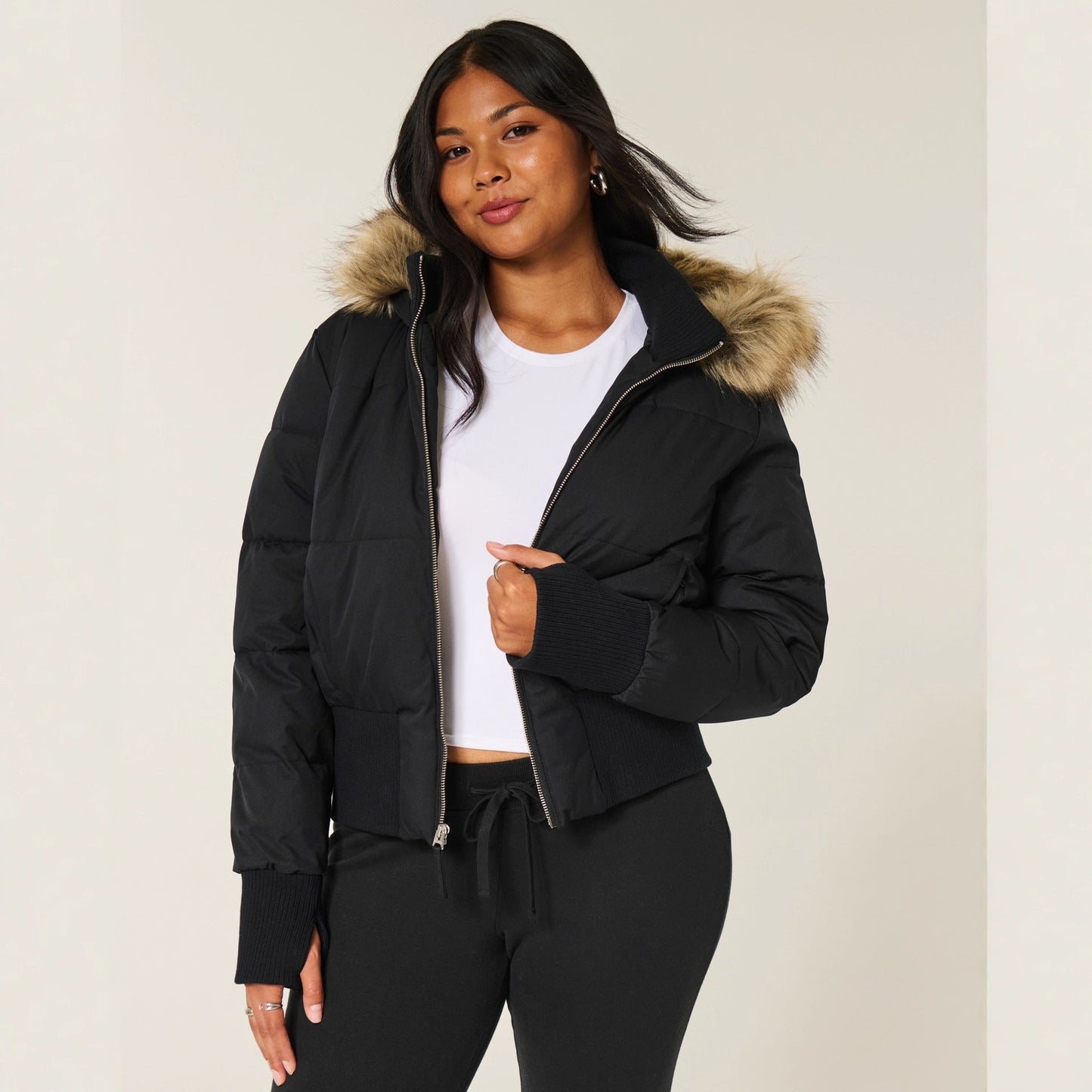 Dulcira | Women's Quilted Winter Jacket with Removable Hood and Elastic Cuffs