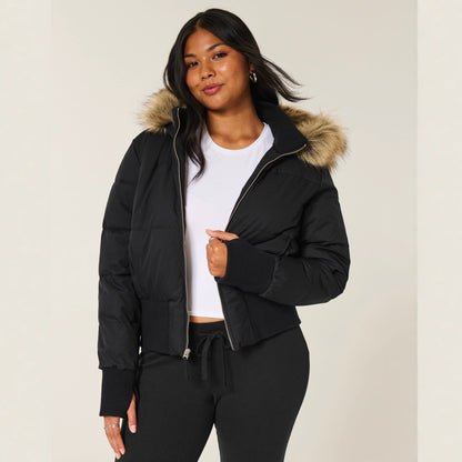 Dulcira | Women's Quilted Winter Jacket with Removable Hood and Elastic Cuffs