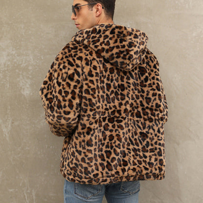 Men's Cozy Fleece Jacket In Leopard Pattern Dulcira