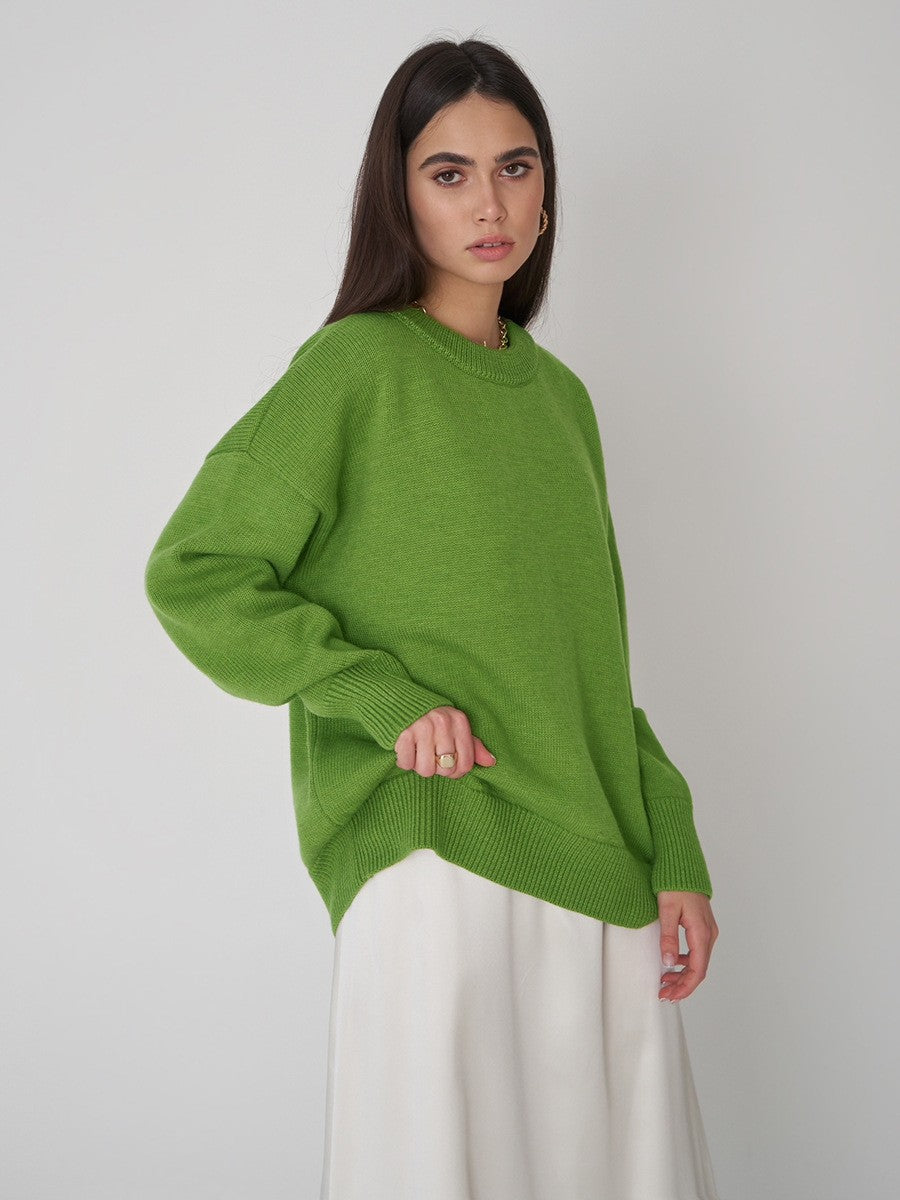 Dulcira | Women chunky knit sweater with loose fit and casual V-neck
