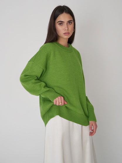 Dulcira | Women chunky knit sweater with loose fit and casual V-neck