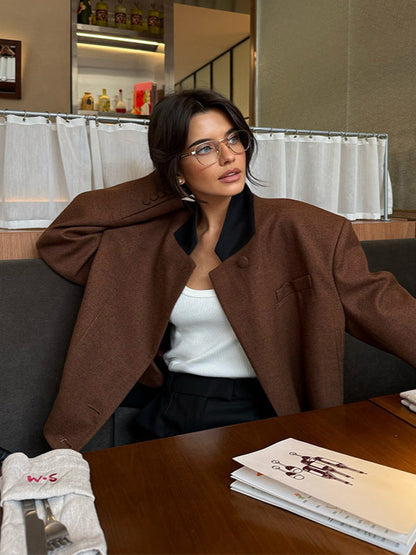 Dulcira | Women's Fashion Short Jacket with Textured Cut and High Collar