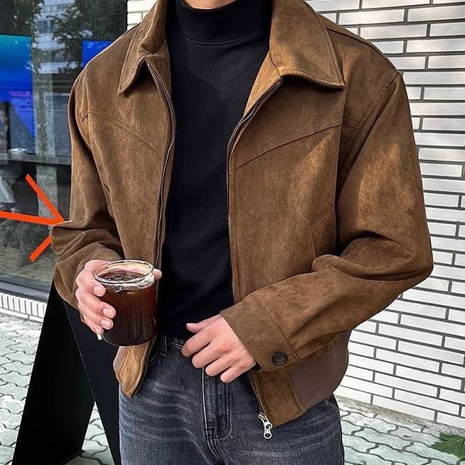 Men's Casual Transition Jacket Made Of Soft Artificial Leather with Zipper Dulcira