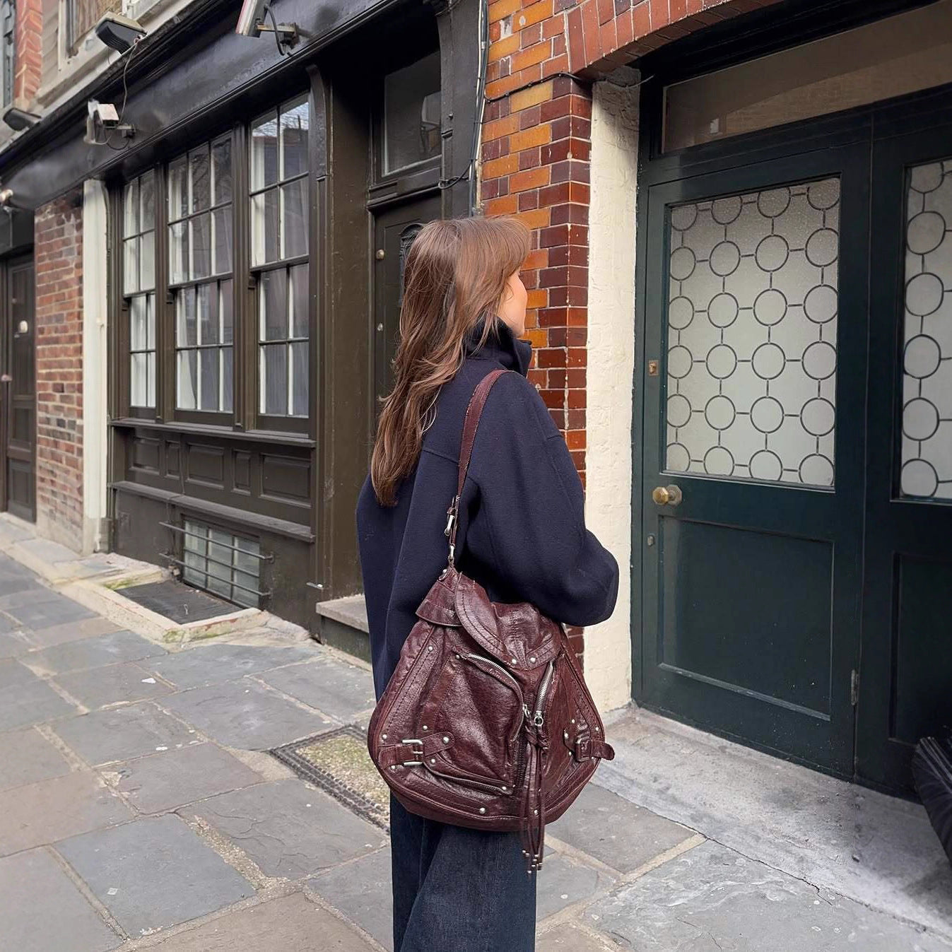 Dulcira | Women Oversized Wool Jacket with Unusual Cut and Practical Pockets