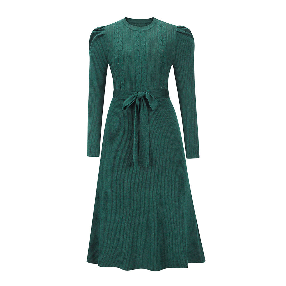 Dulcira | Knitted Midi Dress with Round Neckline