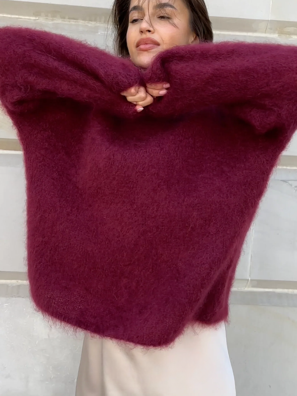 Dulcira | Pullover Mohair Mix Plus Size Fit Long Sleeves Round Neck