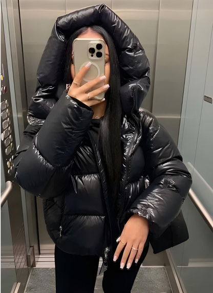 Dulcira | Women's Shiny Puffer Jacket with Hood and Padding
