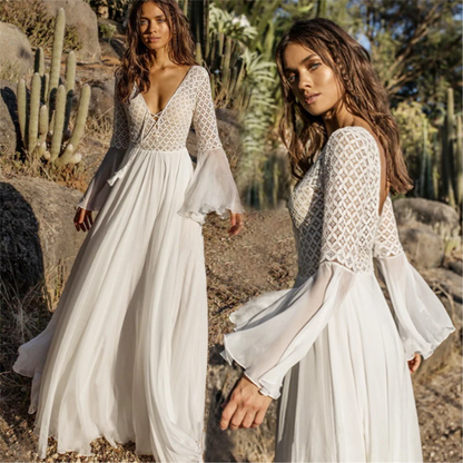 Dulcira | White Dress In Boho Style
