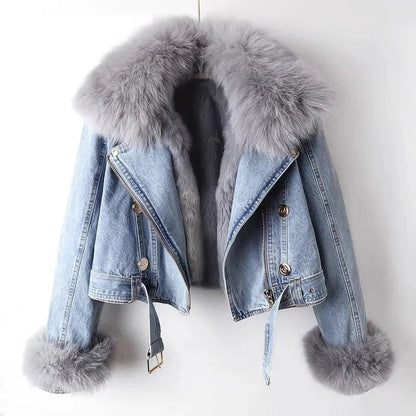 Dulcira | Denim Jacket with Faux Fur Collar