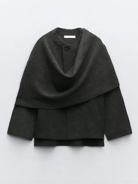Dulcira | Knit Cape Coat with Scarf