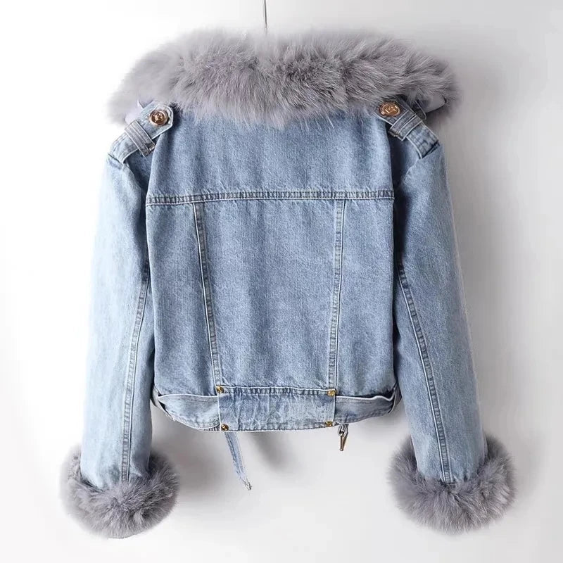 Dulcira | Denim Jacket with Faux Fur Collar