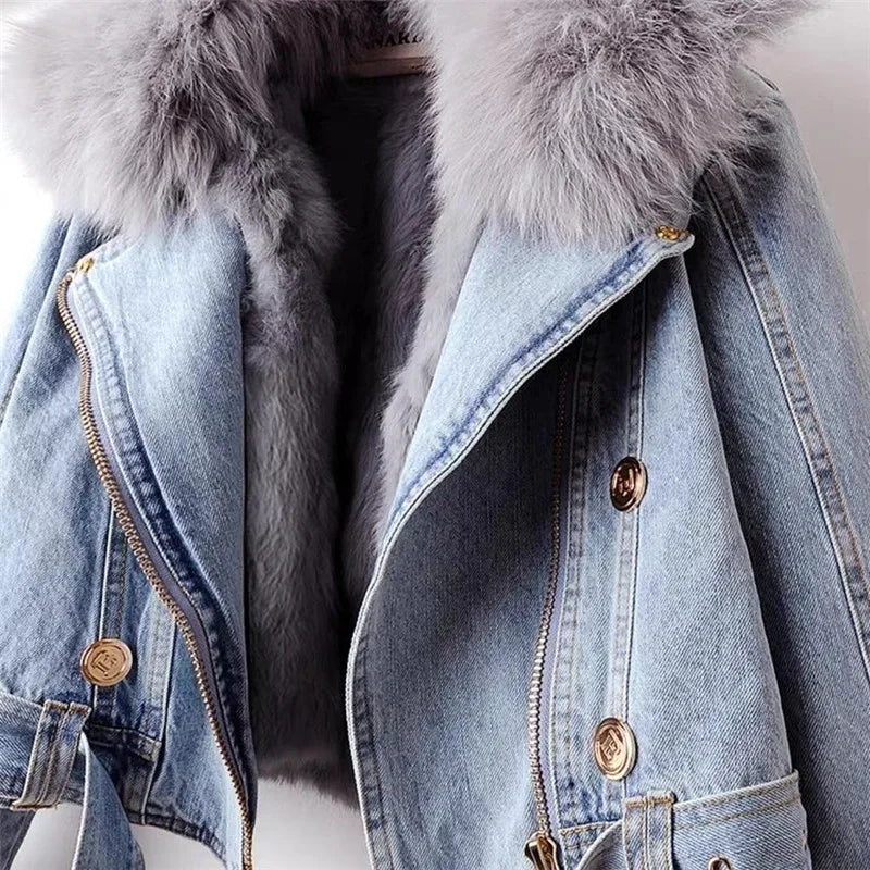 Dulcira | Denim Jacket with Faux Fur Collar