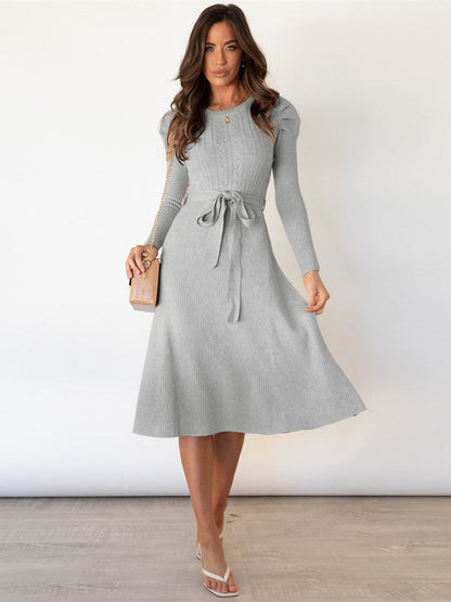 Dulcira | Knitted Midi Dress with Round Neckline