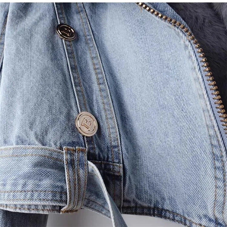 Dulcira | Denim Jacket with Faux Fur Collar