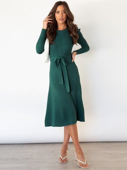 Dulcira | Knitted Midi Dress with Round Neckline