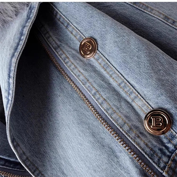 Dulcira | Denim Jacket with Faux Fur Collar