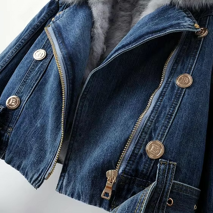 Dulcira | Denim Jacket with Faux Fur Collar