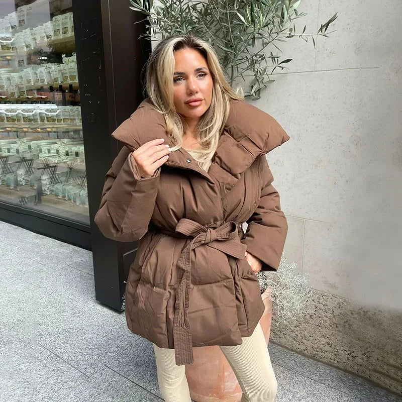 Dulcira | Padded Belt Puffer Jacket Women's Outer Jacket