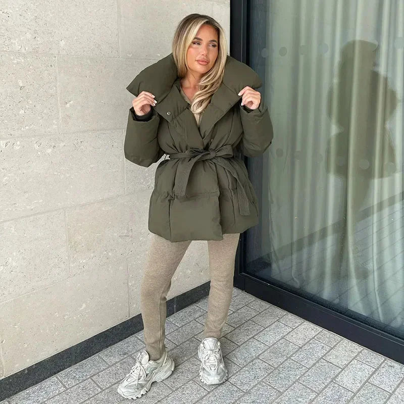 Dulcira | Padded Belt Puffer Jacket Women's Outer Jacket