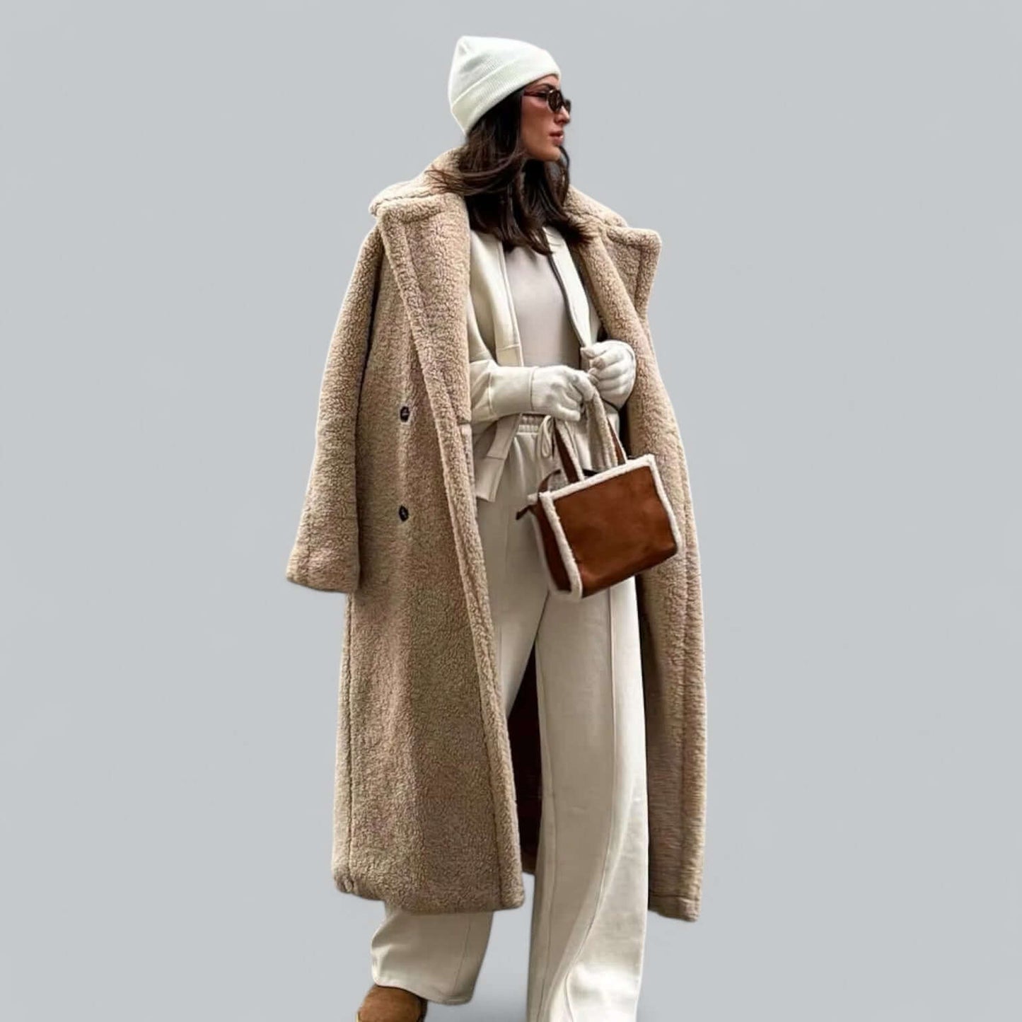 Women's Faux Fur Jacket with Teddy Look & Long Fit Dulcira