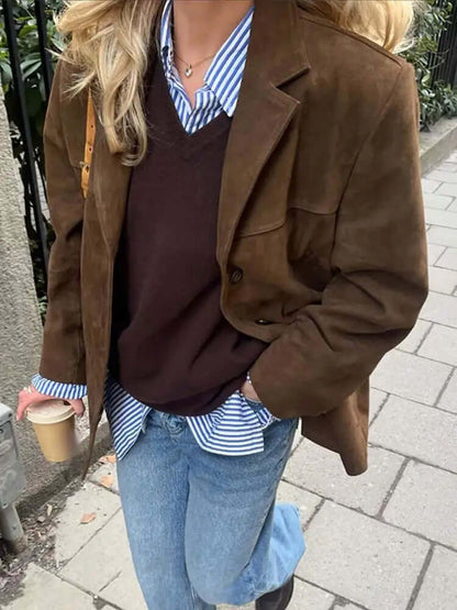 Dulcira | Suede Jacket Classic Brown Jacket