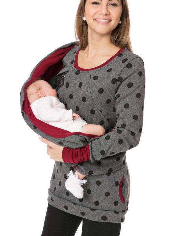 Dulcira | Maternity Chaps Nurse Sweatshirts Floral Print Bags Zipper Nursing Clothing