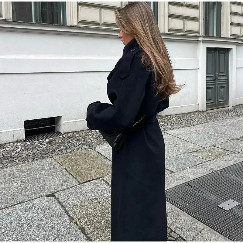 Dulcira | Double-Breasted Wool Blend Coat