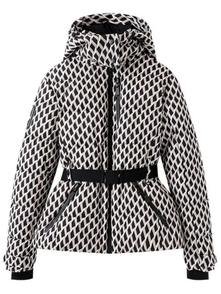 Dulcira | Ski Jacket Quilted Puffer Waterproof with Belt and Hood