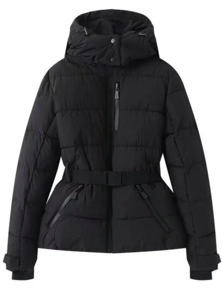 Dulcira | Ski Jacket Quilted Puffer Waterproof with Belt and Hood