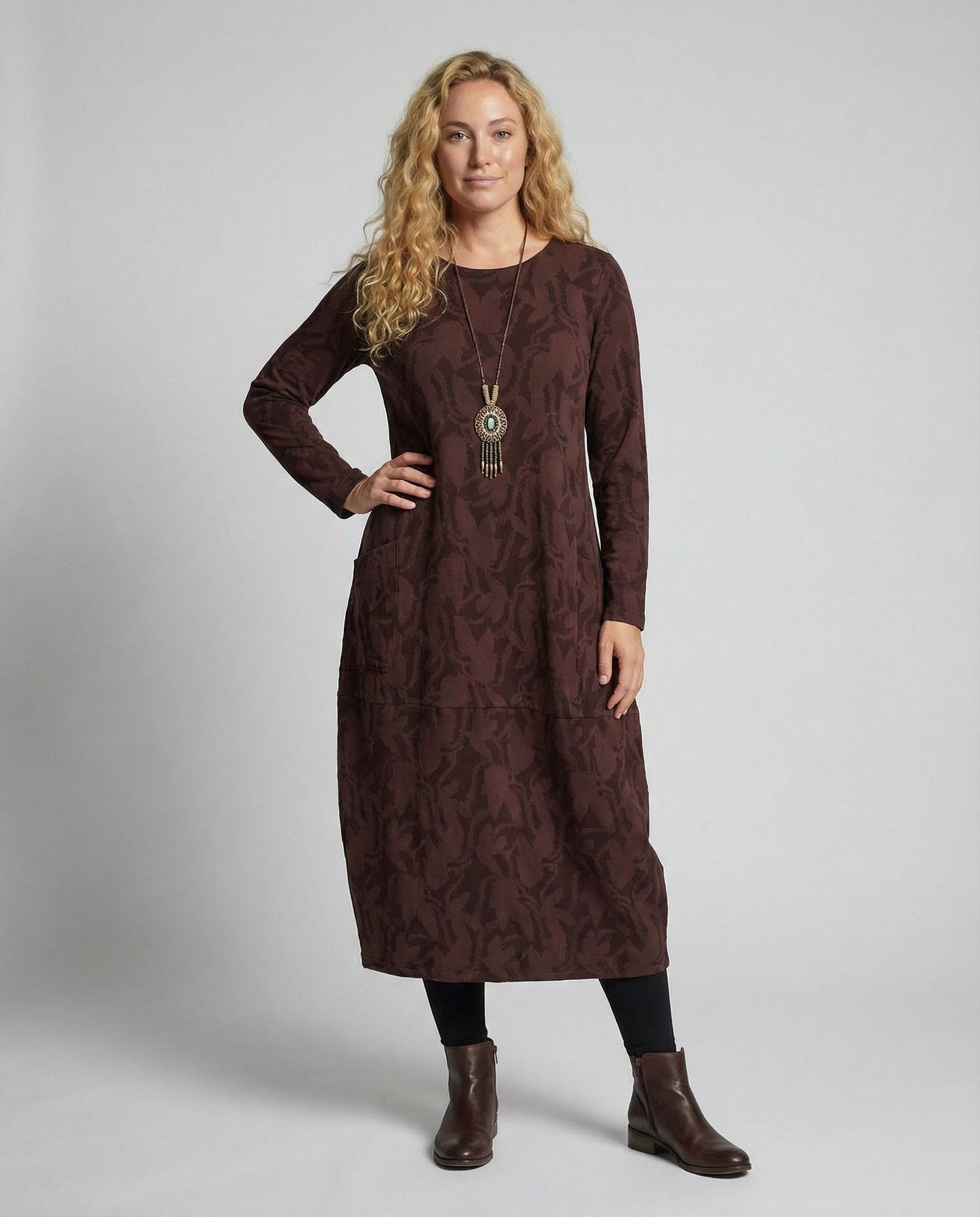 Dulcira | Long-Sleeved Pocket Dress with Print