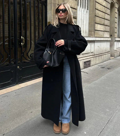 Dulcira | Double-Breasted Wool Blend Coat