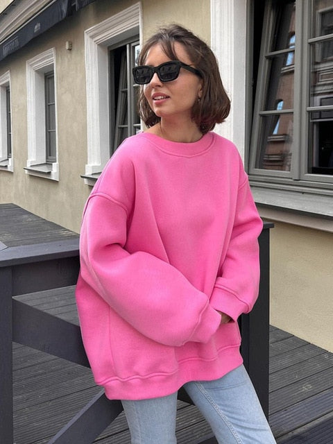Dulcira | Women's Oversized Sweatshirt In Solid Color Design