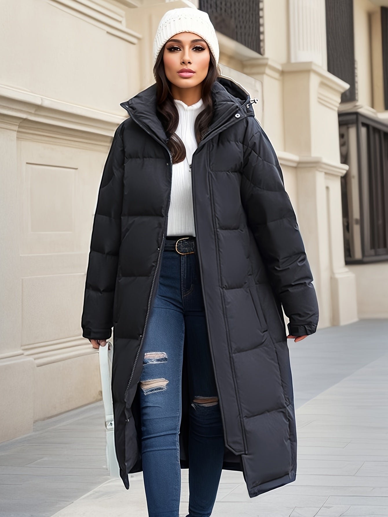 Dulcira | Women's Long Down Coat with Hood for Autumn/Winter