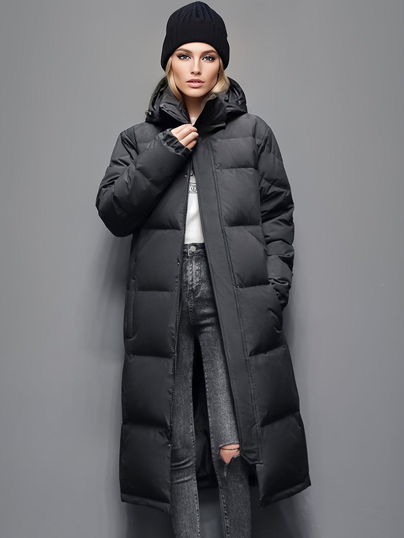 Dulcira | Women's Long Down Coat with Hood for Autumn/Winter