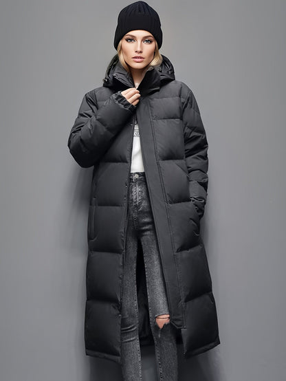 Dulcira | Women's Long Down Coat with Hood for Autumn/Winter
